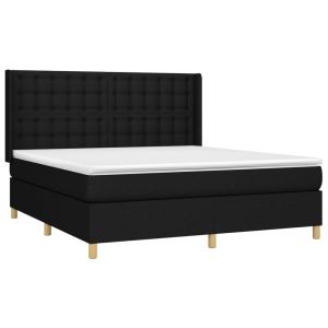 vidaXL cama box spring con colchón tela negro 180x200 cm
