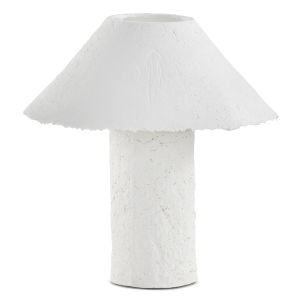 Lámpara de sobremesa con base y tulipa de papel maché blanco, 45x45x46cm