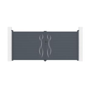 Puerta batiente regulable de ancho 4m life h.180cm aluminio gris