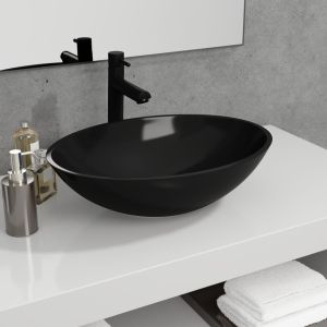 Lavabo de vidrio negro 50x37x14 cm es4622