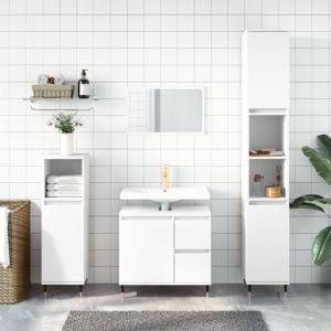 Juego de muebles de baño 3 pzas madera contrachapada blanco(sin lavabo)