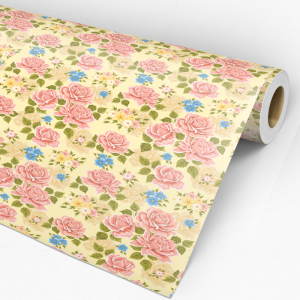 Papel pintado floral rosas del jardín rosas y azules 60cm por 300cm