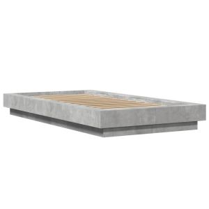 vidaXL estructura cama con luces LED madera gris hormigón 100x200 cm