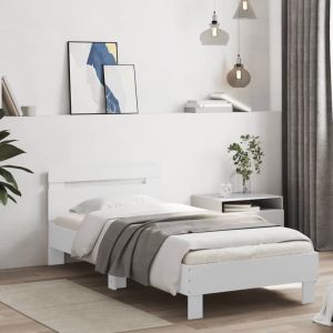 vidaXL estructura de cama con cabecero y luces LED blanco 75x190 cm