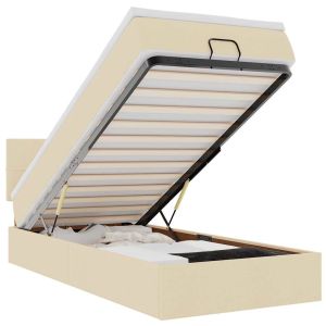vidaXL cama otomana con colchón y luces LED tela crema 90x200 cm