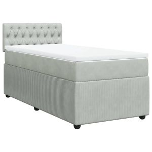 vidaXL cama box spring con colchón terciopelo gris claro 100x200 cm