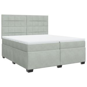 vidaXL cama box spring con colchón terciopelo gris claro 200x200 cm