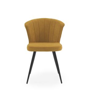 Set de 4 sillas tapizadas color mostaza patas metálicas negras, 56x62x81cm