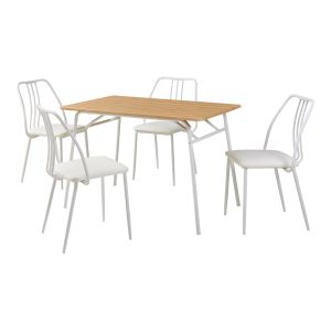 Juego de comedor omso mesa rectangular 4 sillas blanco/roble [en.casa]