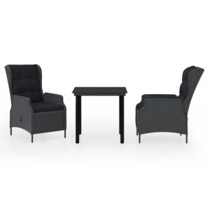 vidaXL juego de comedor de jardín 3 piezas gris oscuro