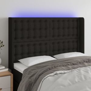 Cabecero con LED de tela negro 147x16x118/128 cm eso4961