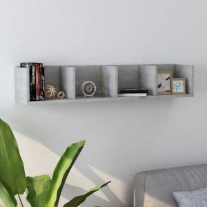 Estante de pared para cd contrachapada hormigón 100x18x18 cm es6612