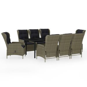 vidaXL juego de comedor de jardín 9 piezas marrón