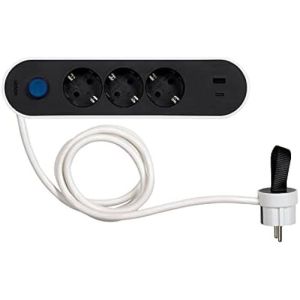 Toma múltiple - simon - enchufe simon 3 tomas + 2 usb - carga rápida - negr