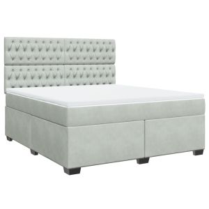 vidaXL cama box spring con colchón terciopelo gris claro 180x200 cm