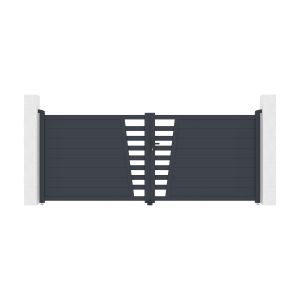 Puerta batiente 3,5 m cervina h.140cm alu +2 postes 20x20