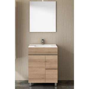 Mueble de baño isquia con lavabo y espejo 60x35cm estepa