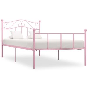 Cama 100x200 cm metal rosa