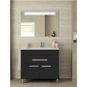Mueble de baño bahia con lavabo y espejo 80x45cm grafito