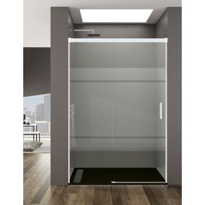 Mampara de ducha frontal basic 1+1 150-155cm serigrafiado perfil blanco