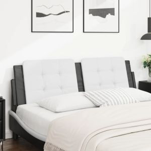 Cabecero de cama acolchado cuero sintético blanco negro 160 cm eso8142