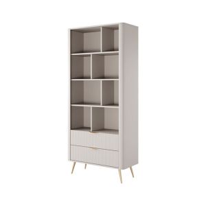 Biblioteca - 88,2 x 38 x 193,8 cm - beige - 8 estantes y 2 cajones - panele