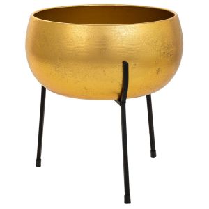 Macetero con soporte de metal dorado 25x25x27.5