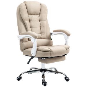 Silla de oficina poliéster beige 66x70x118 cm
