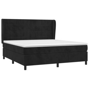vidaXL cama box spring con colchón terciopelo negro 160x200 cm