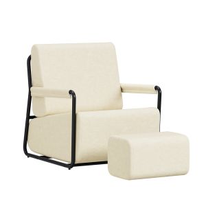 Sobuy poltrona relax con reposapiés blanco crema