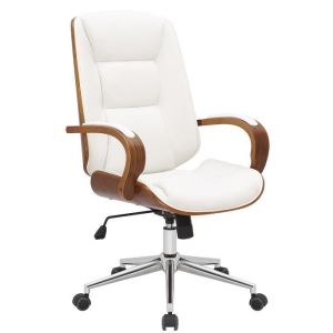 Silla de oficina con ruedas - blanca nogal