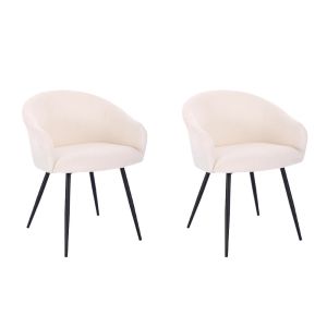 Silla de comedor bouclé con reposabrazos celeste - lote de 2 blanco