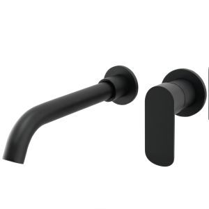 Valaz grifo lavabo empotrado redondo monomando negro mate caño 21cm
