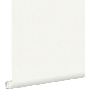 Estahome papel pintado liso efecto lino blanco 53 cm x 10.05 m