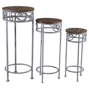 Soporte para macetas set 3 piezas gris, 30x30x71h cm