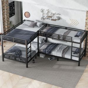 Litera 90x200cm y 140x200cm con escalera de 3 peldaños metal – color negro