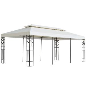 vidaXL cenador con doble techo acero blanco 6x3 m
