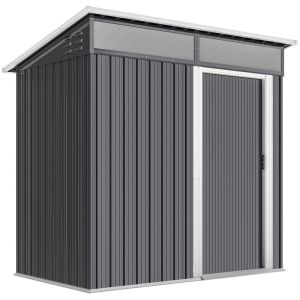 Caseta de jardín 195x122x182 cm acero galvanizado color gris Outsunny