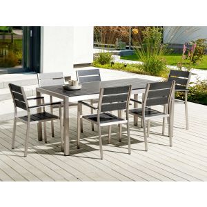 Conjunto de comedor exterior 6 plazas vernio negro/plateado