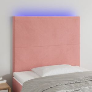 Cabecero con luces LED terciopelo rosa 90x5x118/128 cm eso3655