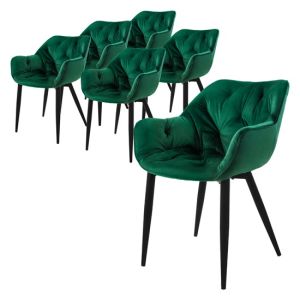 6x sillas de terciopelo grueso verde oscuro asiento ergonómico