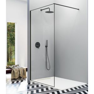 Mampara ducha fija fresh arena - vidrio 8mm - gun metal - 100cm barra