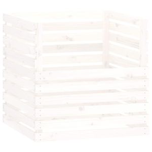 vidaXL compostador de madera maciza de pino blanco 80x80x78 cm