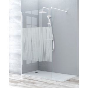 Mampara ducha fijo walk in | panel ducha serigrafía 90cm blanco mate