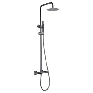 Imex-conjunto ducha line black gun metal termostático regulable