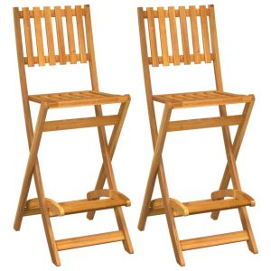 vidaXL taburetes altos de jardín plegables 2 uds madera maciza acacia