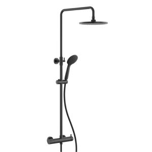 Columna de ducha monomando redonda negro PVC elena