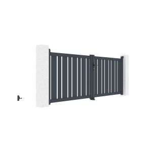 Pack puerta abatible 3m a.120cm veymont + 2 postes eifel a.166cm gris