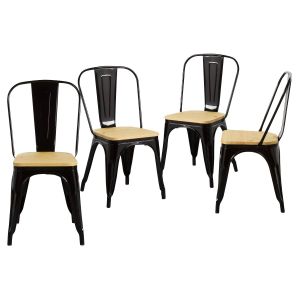 Pack 4 sillas industriales madera 44x43x84cm Thinia Home