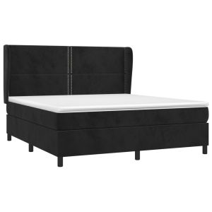vidaXL cama box spring con colchón terciopelo negro 180x200 cm